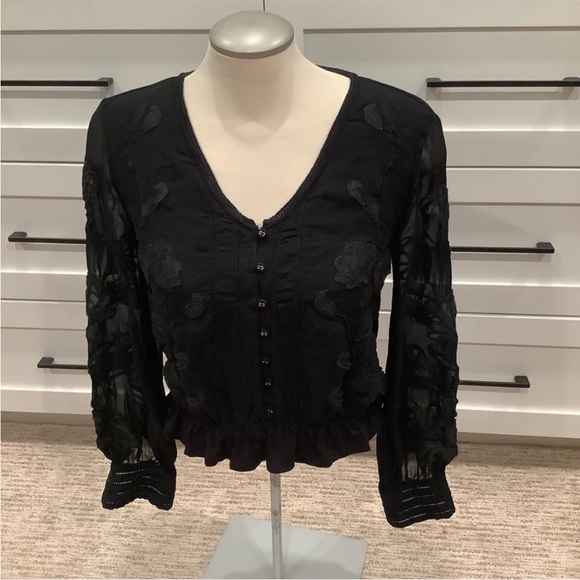 Anthropologie Black Embroidery Size M - Picture 11 of 14